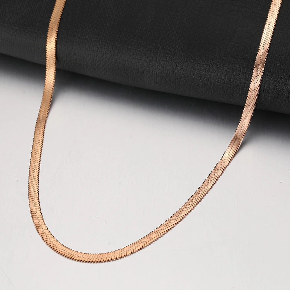 Stainless Steel Necklaces Herringbone Blade Snake Chain Light Luxury Unisex Clavicle Choker Men Necklace For Women Jewelry Gifts