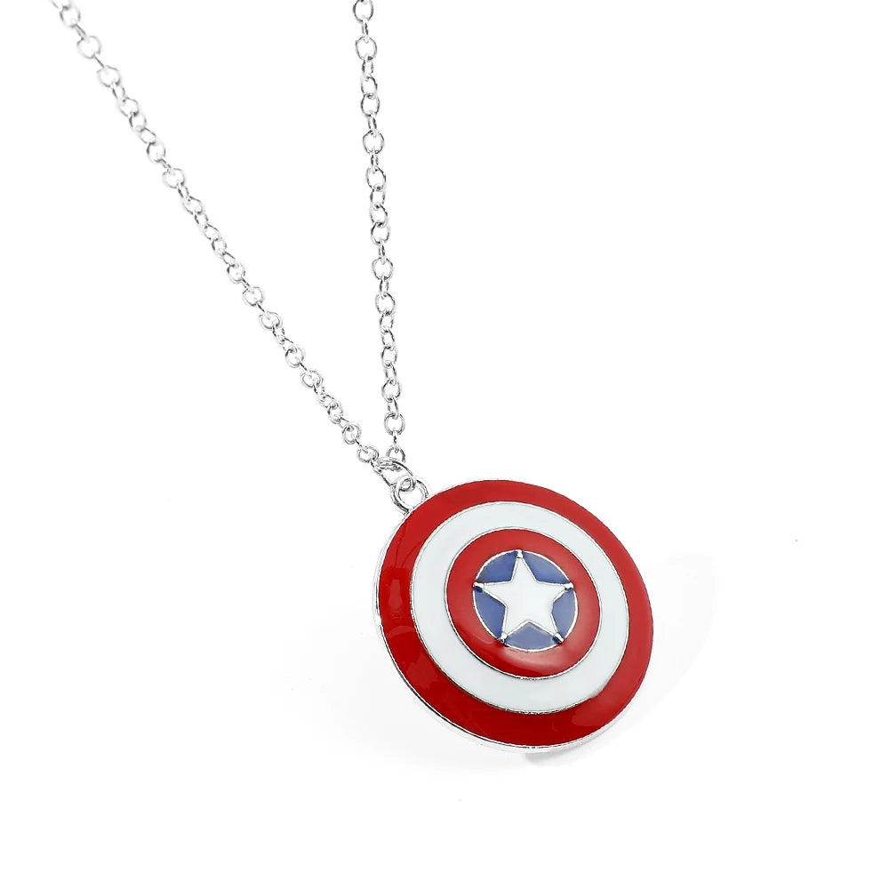 Marvel Superhero Captain America Necklace Round Pentagram Shield Pendant Neck Chain Fans Jewelry Gift