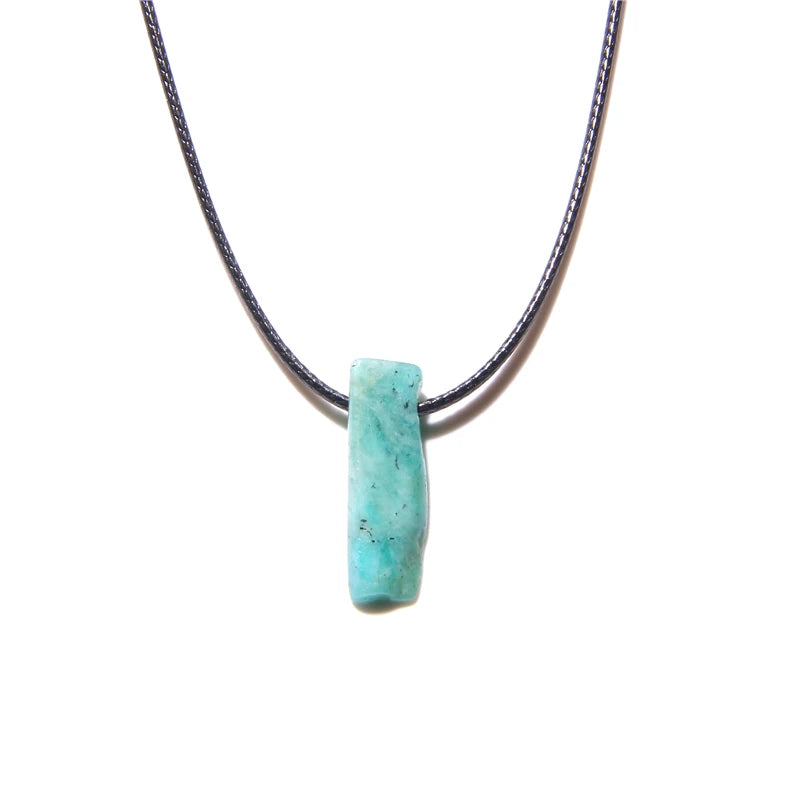 Men Vintage Rectangle Obsidian Pendent Necklace Natural Tiger Eye Labradorite Gem Leather Rope Braid Necklace Healing Jewelry