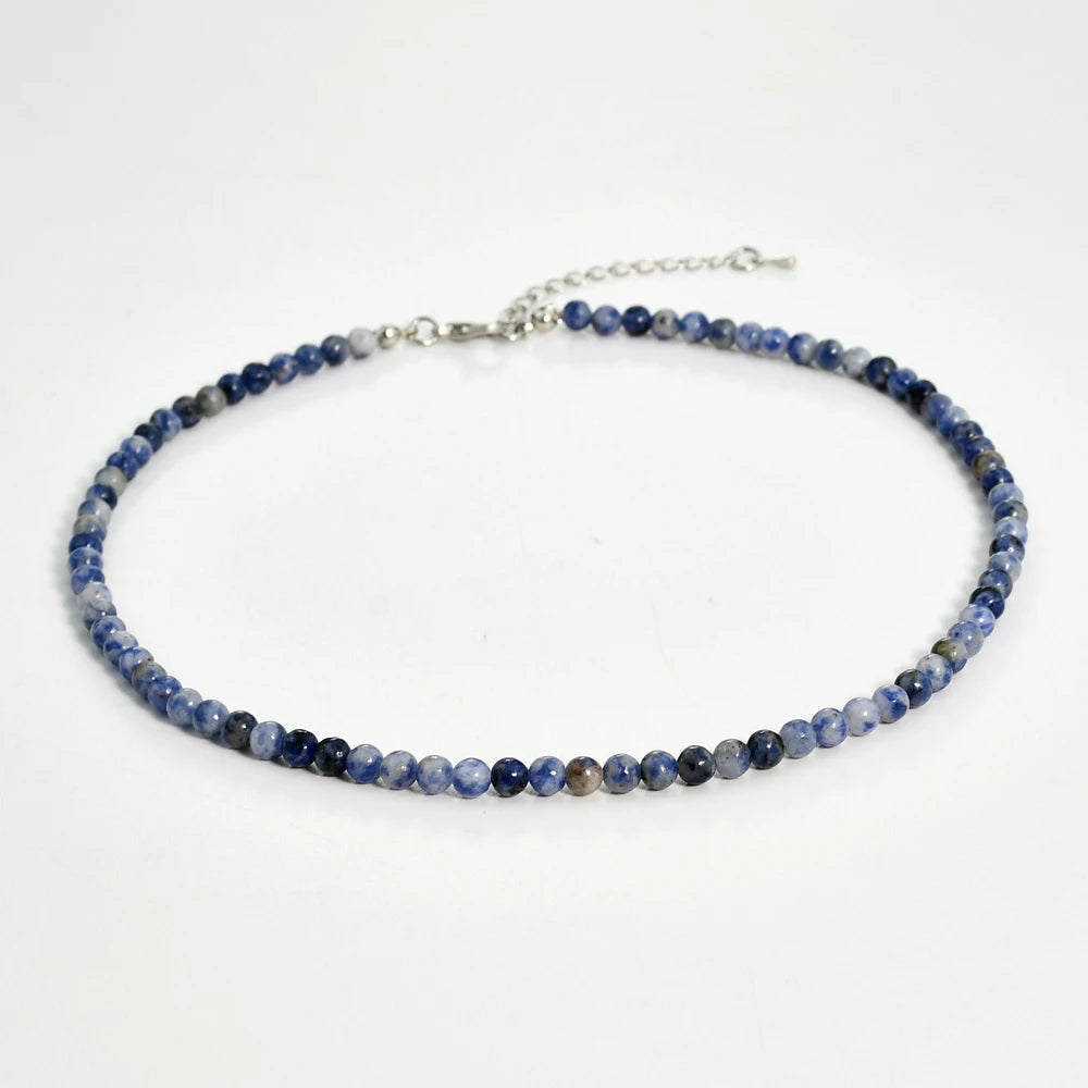 Yumfeel Bohemian Colorful Natural Stone 4mm Round Beads Necklaces Women Summer Friendship Neck Jewelry Fashion Vacation Chokers