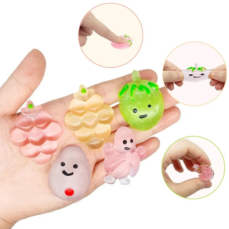 5/10PCS Mini Transparent Fruit Mochi Squishy Stress Relief Toys for Kids Birthday Party Favors Prizes Guest Gifts