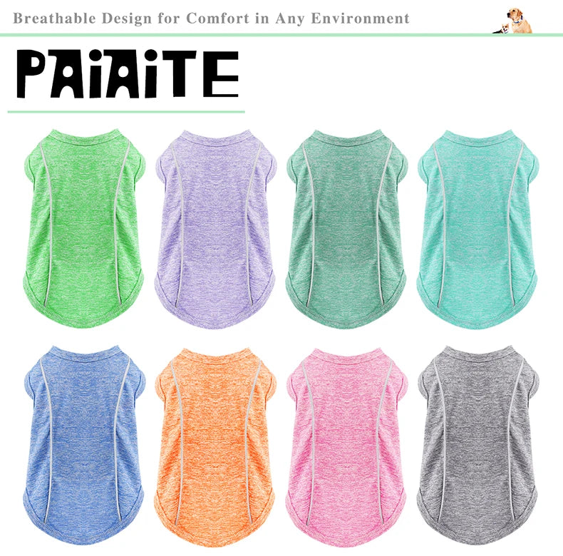 Sun Protection Dog Shirts with Reflective Strips, Quick Dry, Soft Stretchy Fabric, Available in Sizes for Small to Large Dogs!
