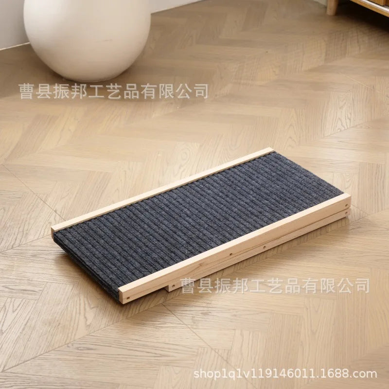 ‌Adjustable Wooden Pet Stairs & Ramp - Foldable Dog Steps for Indoor Cats, Portable Climbing Frame with Anti-Slip Surface