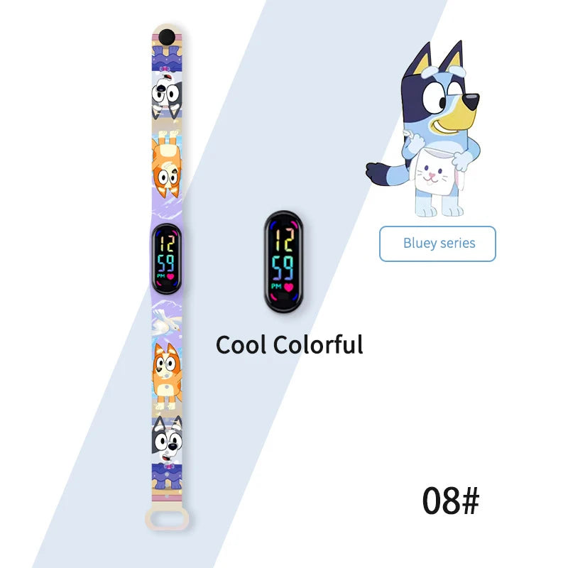 Bluey Bingo Family Printed Cartoon Electronic Watch Cool Colorful Waterproof Anime Toy Watch Wrist Strap Kids Birthday Gift