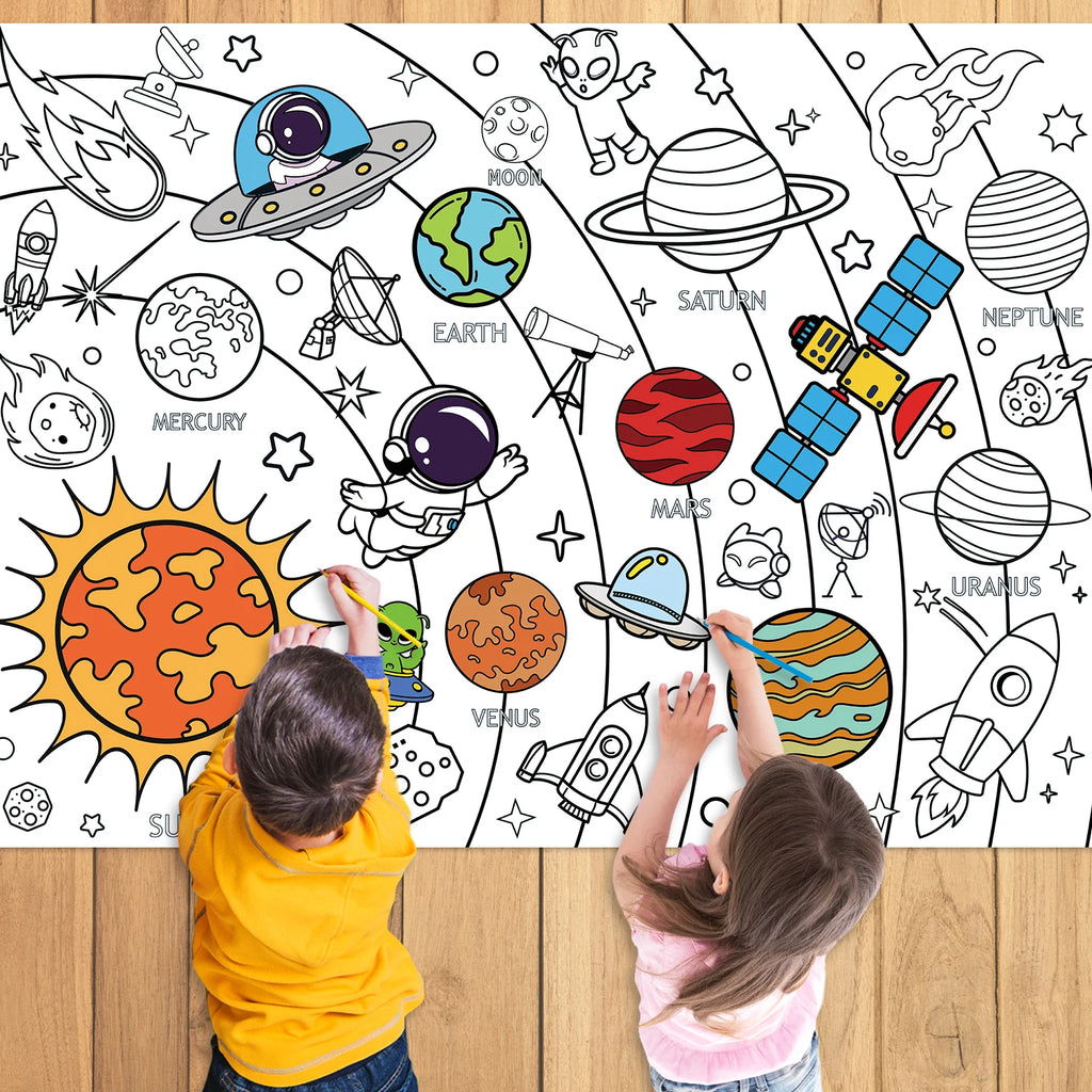 Large Children Drawing DIY Space Sticky Color Filling Paper Coloring Paper Coloring Tablecloth For Kids Early Educational Toys