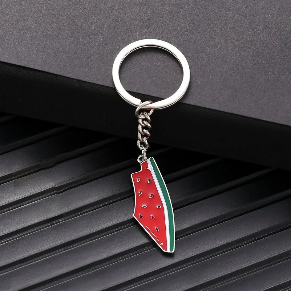 Enamel Geometric Fruit Watermelon Keychain Cute Summer Fruit Simulation Watermelon Pendant Keyring Bag Car Accessories Jewelry