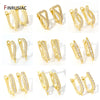 18K Gold Plated Brass Huggie Earring Hooks with Loop Round Ear Post with Open Jump Ring For DIY Earrings Making Components
