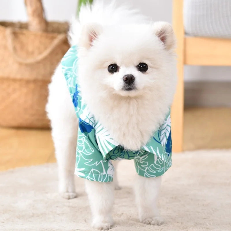 Summer Pet Clothes Hawaiian Style Pet Beach Dog Shirts Fashion Puppy Vest Coconut Print Cat Shirt Chihuahua Yorkies Pet Clothes