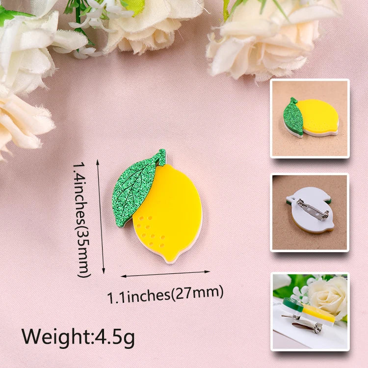 35mm Cute Pear Brooch (Safty Pin) Laser cut Acrylic Jewelry For Baby Girl Gift