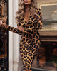 Autumn New Women's Dress Sexy Deep V Fashion Pleated Sequin