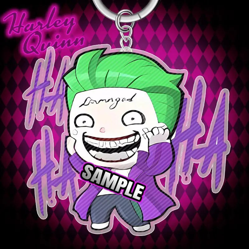 BeastKingdom Joker Harley Quinn Anime Movie Peripheral Keychain Holiday Gift Creative Cartoon Q Version Acrylic Backpack Pendant