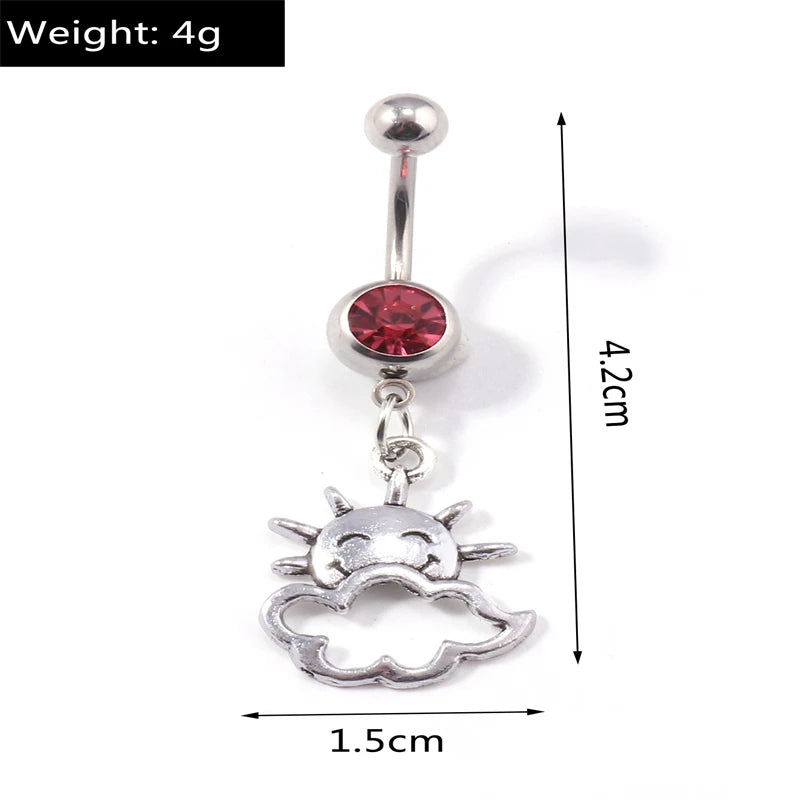 Fashion Fruit Cherry Belly Button Rings Sexy Navel Rings Belly Piercing Body Jewelry for Women Girl Party Holiday Jewelry Gifts