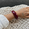 Boho Red Acrylic Resin Chunky Bangle Ring Set for Women on Hand Goth Geometric Charm Wide Hip Hop Metal Cuff Bangles Men Jewelry