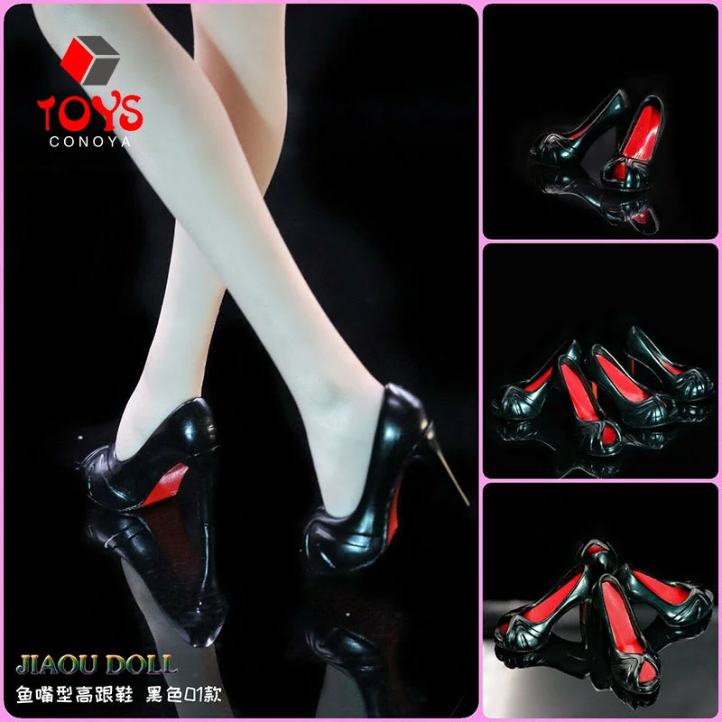 1/6 Scale Female Fishbill High Heels Shoes Model Fit 3.3cm Length Feet Soldier 12" Action Figure Body