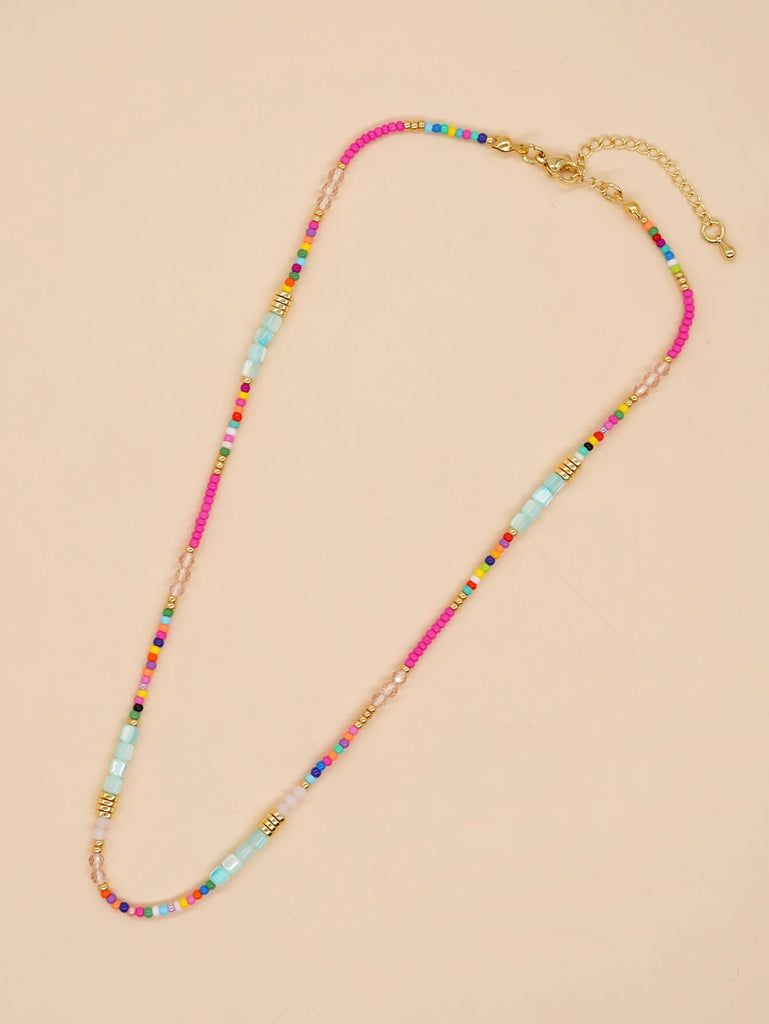 Go2boho Boho Beaded Necklaces For Women Dainty Colorful Summer Bohemian Mixed Bead Crystal Nekclace Choker Beach Jewelry