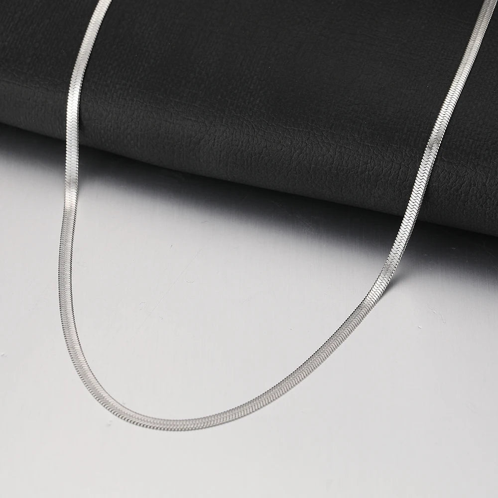 Stainless Steel Necklaces Herringbone Blade Snake Chain Light Luxury Unisex Clavicle Choker Men Necklace For Women Jewelry Gifts