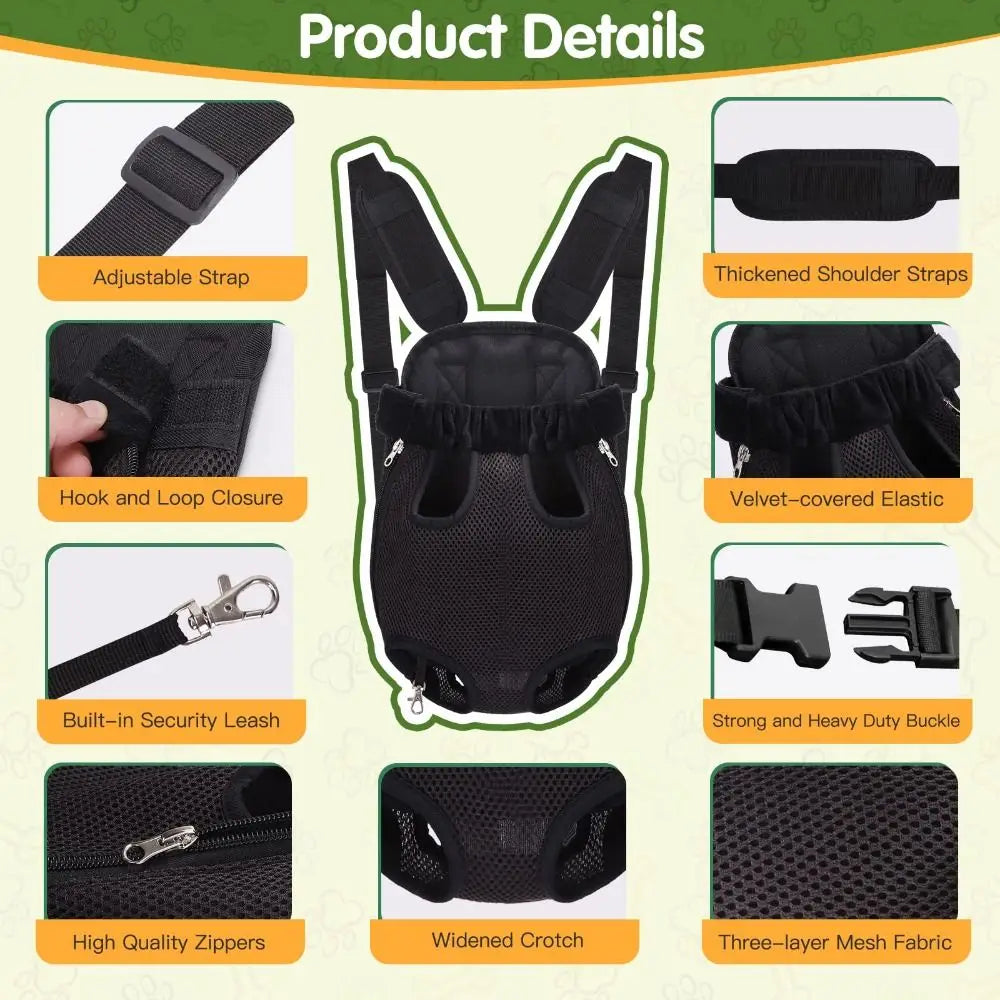 Adjustable Dog Front Carrier Legs Out Dog Backpack Carrier Pet Carrier Backpack for Small Dogs Cats and Puppies