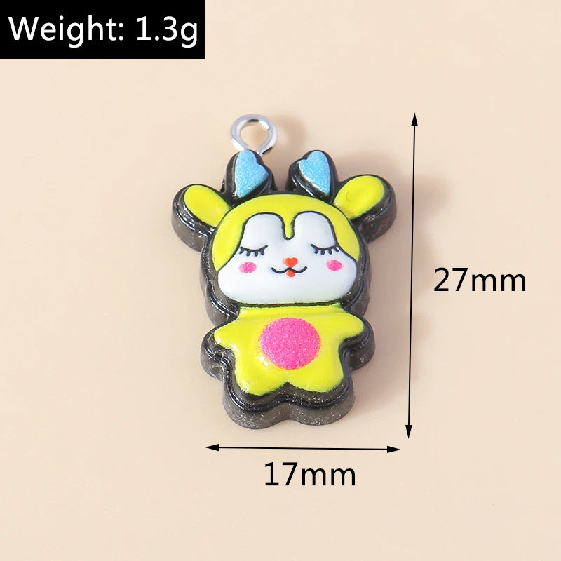 15pcs New Mix Kawaii Summer Vacation Pink Flower Heart Butterfly Ice Cream Star Resin Earrings Charms Diy Jewelry Making Pendant