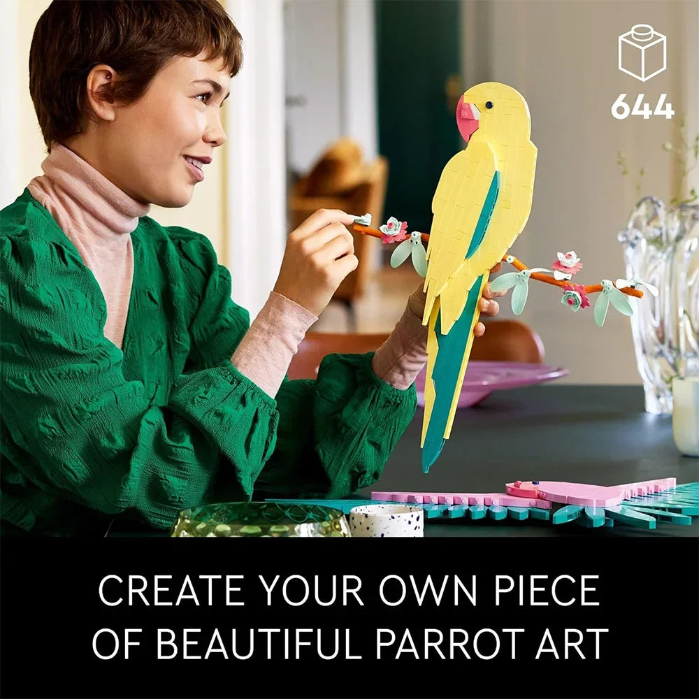 Creative Art The Fauna Collection Macaw Parrots Building Blocks Wall Artwork for Living Room Home Office Decor Toy Gift 644pcs