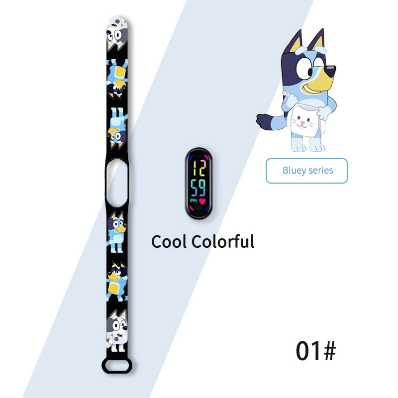 Bluey Bingo Family Printed Cartoon Electronic Watch Cool Colorful Waterproof Anime Toy Watch Wrist Strap Kids Birthday Gift