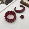 Boho Red Acrylic Resin Chunky Bangle Ring Set for Women on Hand Goth Geometric Charm Wide Hip Hop Metal Cuff Bangles Men Jewelry