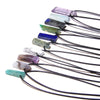 Men Vintage Rectangle Obsidian Pendent Necklace Natural Tiger Eye Labradorite Gem Leather Rope Braid Necklace Healing Jewelry