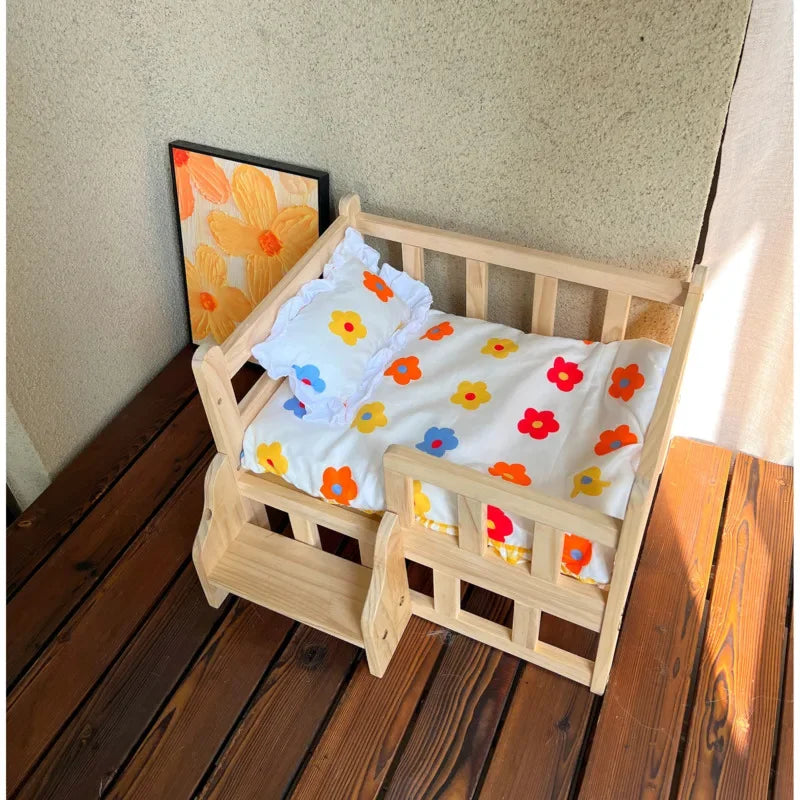 Royal Solid Wood Pet Throne Year-Round Luxury Bed for Teddies and Bichons Non-Toxic Safe Kitty Castle SnUgly Secure Comfort Zone