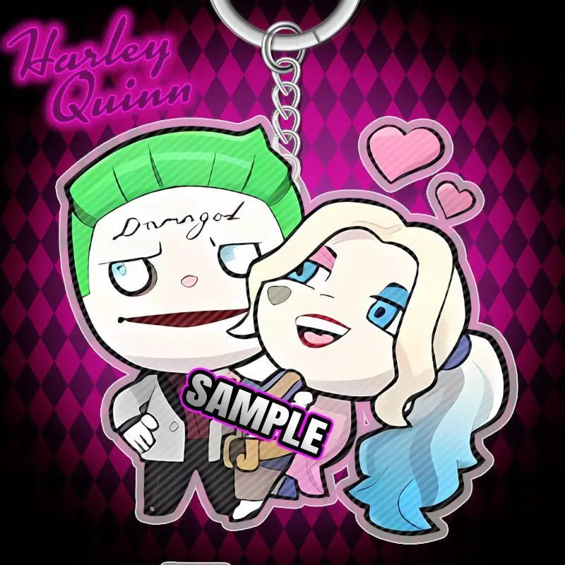 BeastKingdom Joker Harley Quinn Anime Movie Peripheral Keychain Holiday Gift Creative Cartoon Q Version Acrylic Backpack Pendant