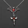 Brand New Halloween Retro Bat Red Drop Oil Cross Charm Alloy Ladies Necklace Punk Gothic Fashion Jewelry Gift 2022