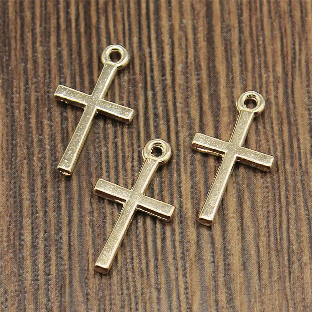 20pcs Charms Hollow Lovely Cross Antique Bronze Silver Color Pendants DIY Crafts Making Findings Handmade Tibetan Jewelry