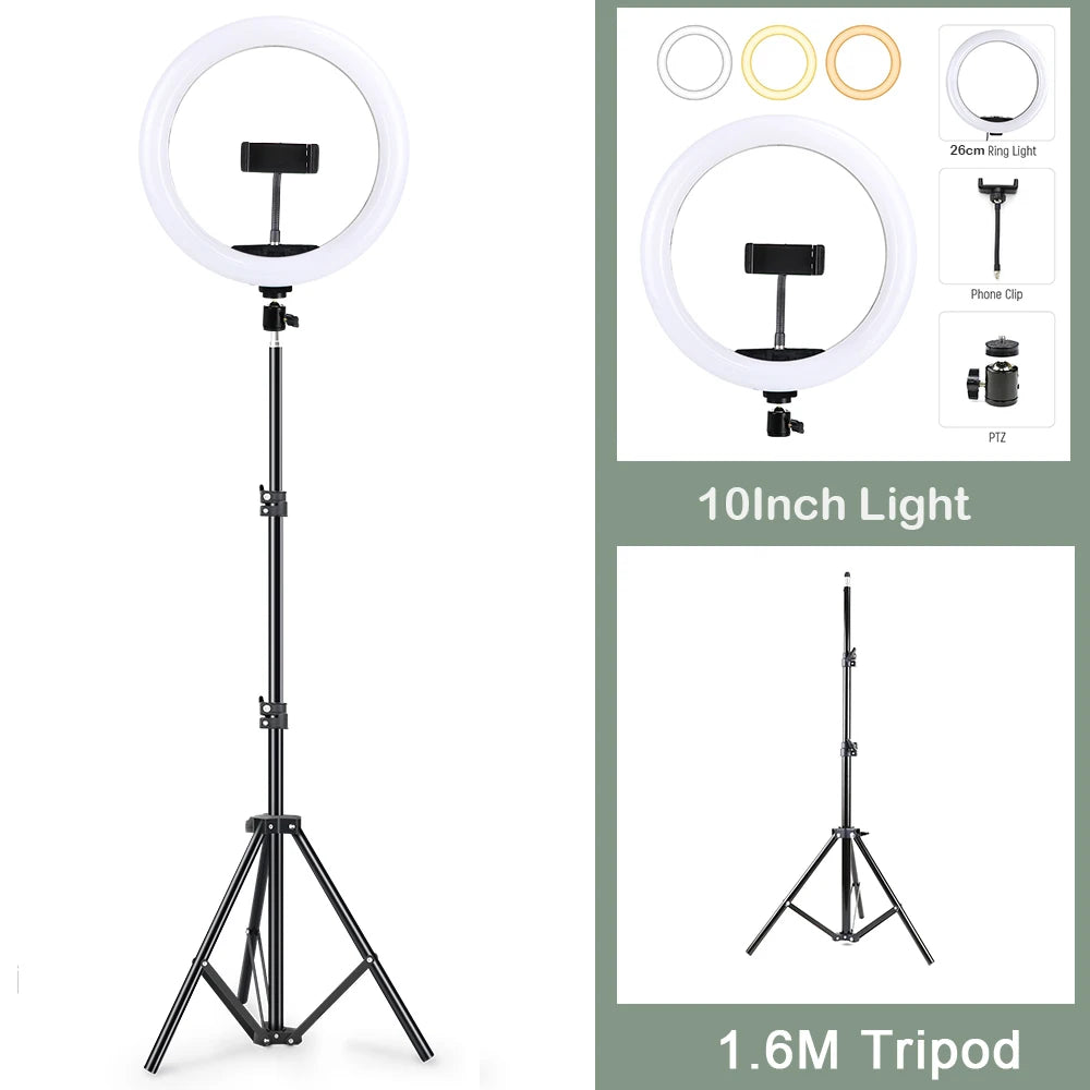 LED Selfie Ring Light Multi-Function Dimmable Ring Light for Cell Phone Holder Camera Live Video Stream Makeup Youtube