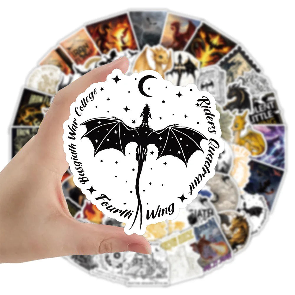 10/50/100pcs Pterosaur Iron Flame Novel Fourth Wing Stickers Anime Decals DIY Water Bottle Motorcycle Laptop Sticker for Kid Toy