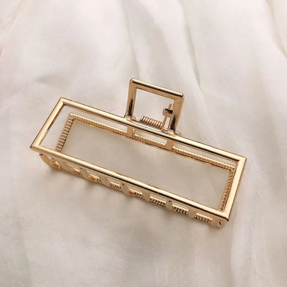 Gold Hollow Geometric Hair Claw – Metal Hairpin & Clip for Women
