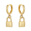 925 Sterling Silver Ear Needle key Pendant Hoop Earrings Gold Earrings For women Lock Pierced Earrings Fashion Party Jewelry