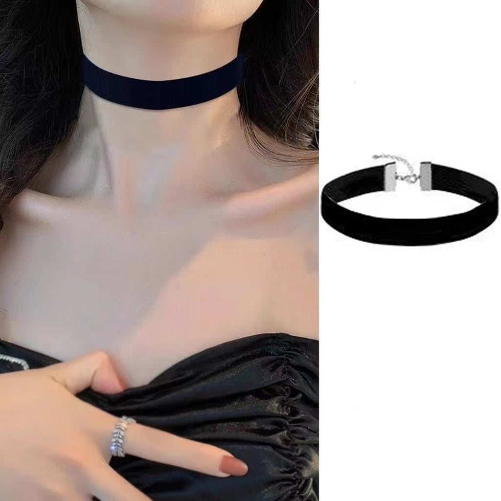 Gothic Black Velvet Choker Necklace – Women’s Tattoo Style Short Neck Collar Jewelry