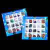 20pcs square box of natural semi-precious chakra healing stones, perfect for DIY jewelry and home decor.