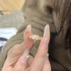 HX New Chinese Style Pink Enamel Ring with Water Drop Retro Light Luxury High End Charm Ring Opening Jewelry