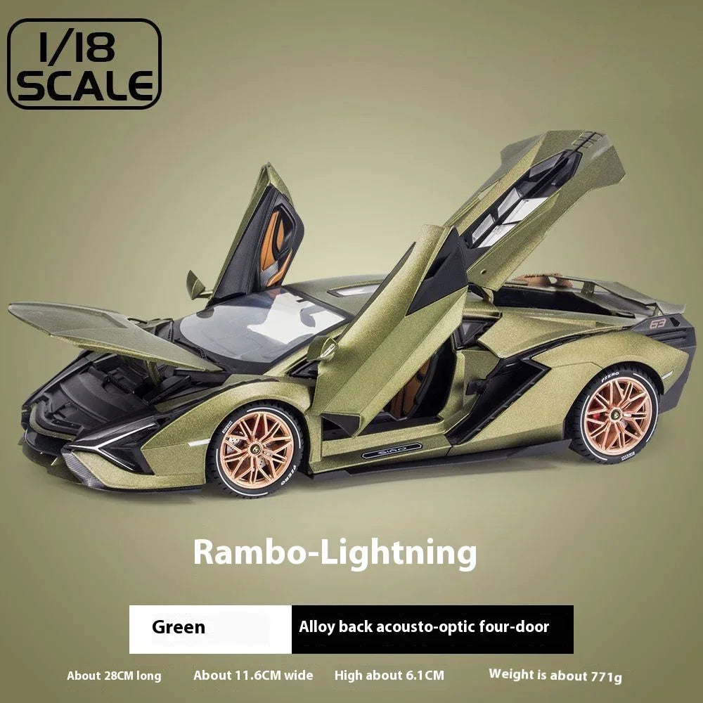 1:18 Lamborghini SIAN FKP 37 sports car Diecast Metal Alloy Model car Sound Light Pull Back Collection Kids Toy Gifts
