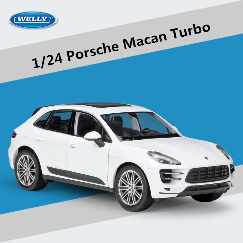 WELLY 1:24 Porsche Macan Turbo SUV Alloy Car Model Diecast Metal Vehicles Car Model High Simulation Collection Children Toy Gift