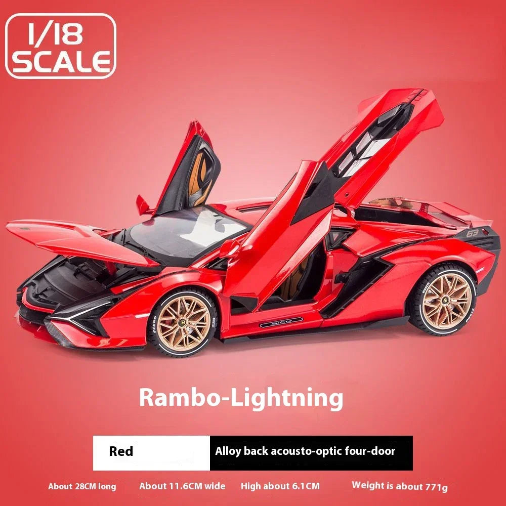 1:18 Lamborghini SIAN FKP 37 sports car Diecast Metal Alloy Model car Sound Light Pull Back Collection Kids Toy Gifts