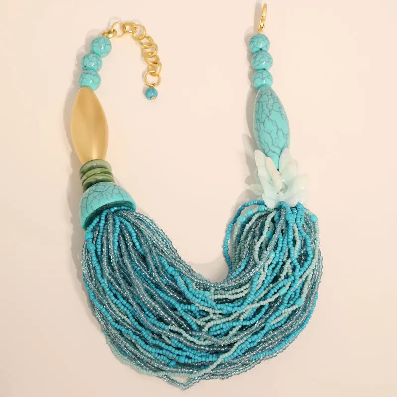 New Fashion Bohemian Statement Beads Necklace Handmade for Women Wedding Party Jewelry