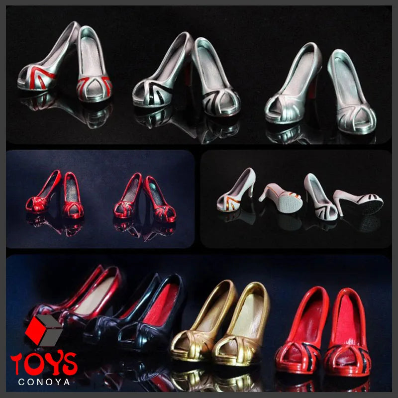 1/6 Scale Female Fishbill High Heels Shoes Model Fit 3.3cm Length Feet Soldier 12" Action Figure Body