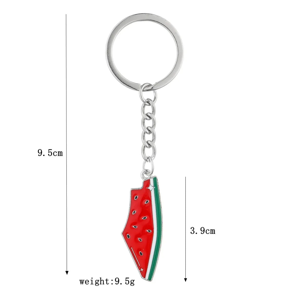 Enamel Geometric Fruit Watermelon Keychain Cute Summer Fruit Simulation Watermelon Pendant Keyring Bag Car Accessories Jewelry