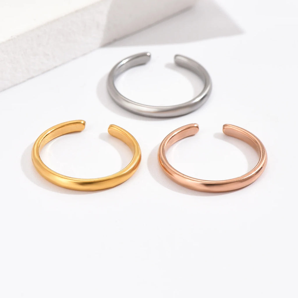 3PCS Toe Rings for Women Adjustable Stainless Steel Simple Stars Moon Smooth Ring Summer Beach Finger Foot Ring Gift Jewelry