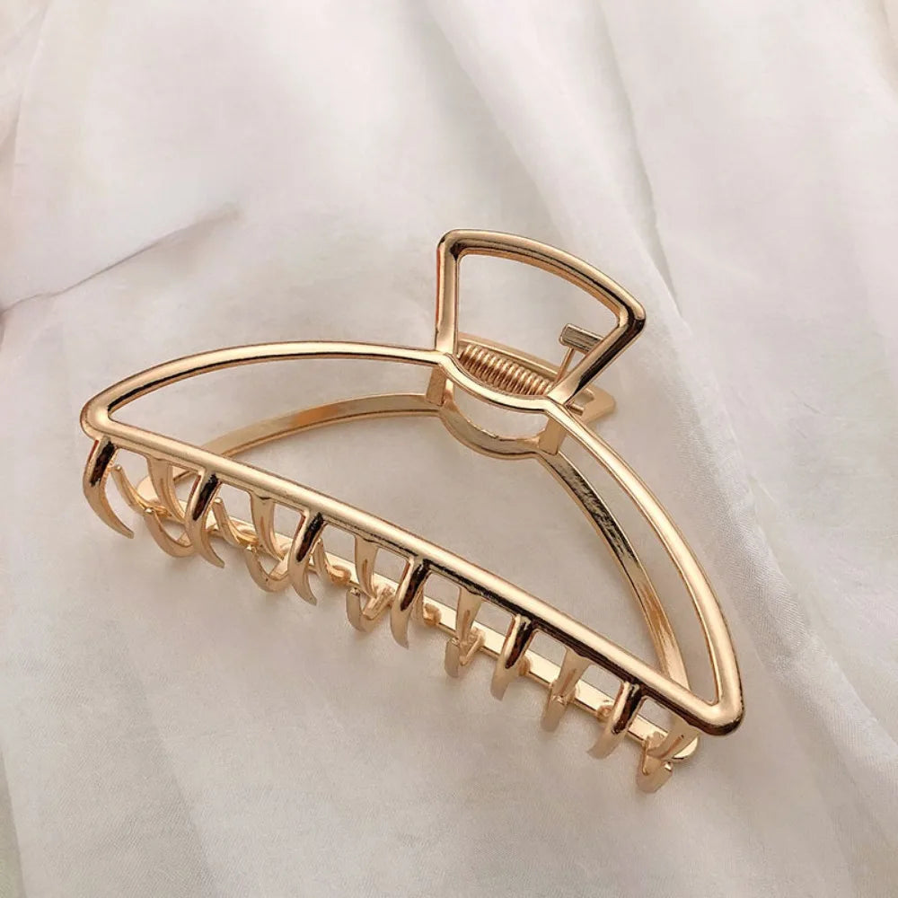 Gold Hollow Geometric Hair Claw – Metal Hairpin & Clip for Women