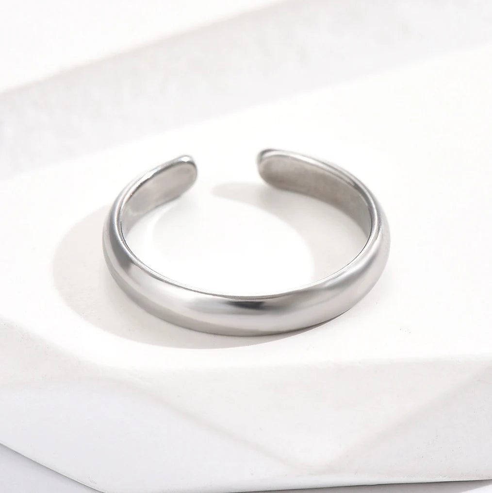 3PCS Toe Rings for Women Adjustable Stainless Steel Simple Stars Moon Smooth Ring Summer Beach Finger Foot Ring Gift Jewelry