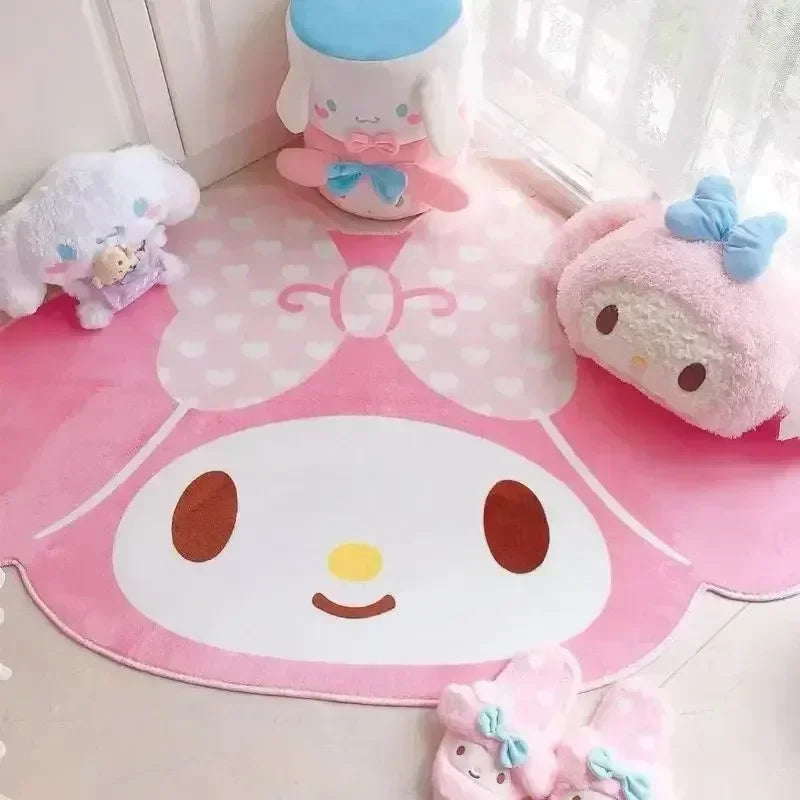 Saniro My Melody Carpet Kawaii Home Soft Fur Rugs Girls Bedroom Living Room Floor Mat Doormat Decoration Cartoon Gift