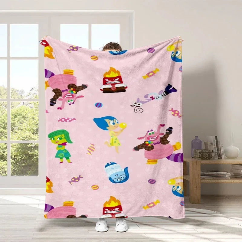 2024 New Inside Out 2 Plush Blanket Emotional Figures Summer Winter Flannel Blanket Soft Cozy Throw Sofa Bed Kids Birthday Gift