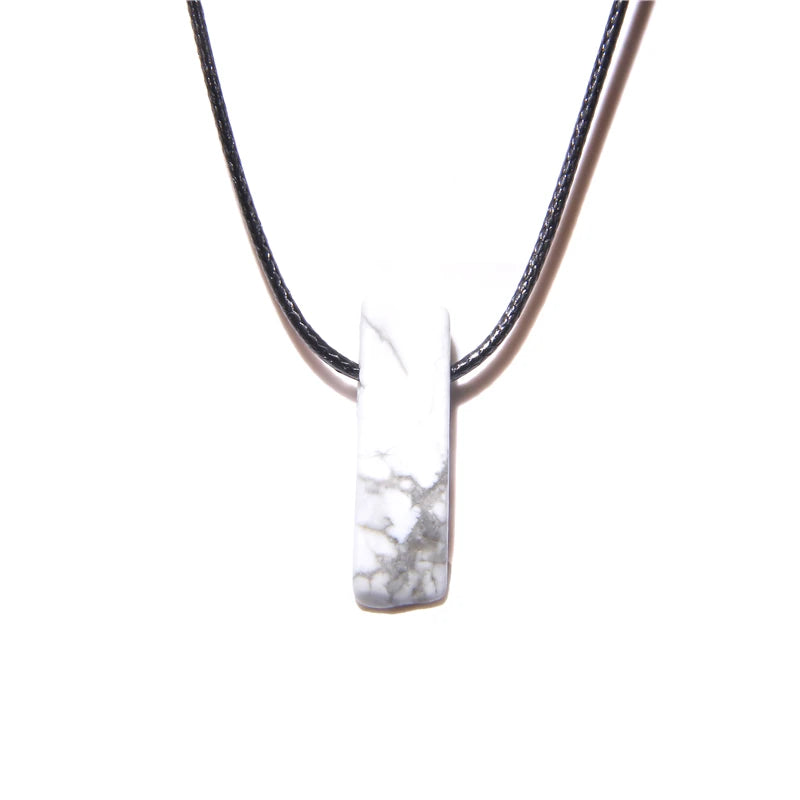 Men Vintage Rectangle Obsidian Pendent Necklace Natural Tiger Eye Labradorite Gem Leather Rope Braid Necklace Healing Jewelry