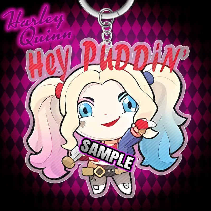 BeastKingdom Joker Harley Quinn Anime Movie Peripheral Keychain Holiday Gift Creative Cartoon Q Version Acrylic Backpack Pendant